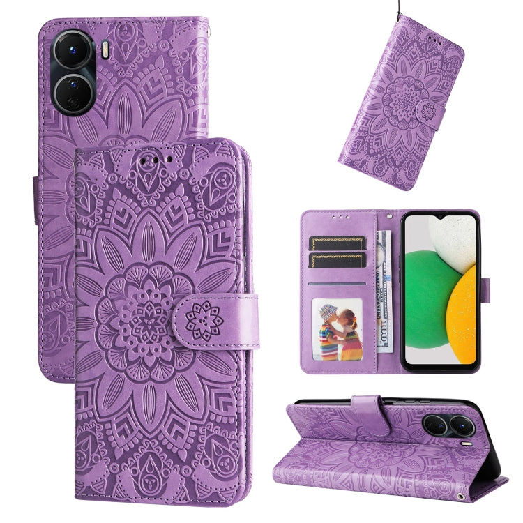 Embossed Sunflower Leather Phone Case, For vivo Y16 / Y02s, For vivo Y35 4G / Y22s / Y22