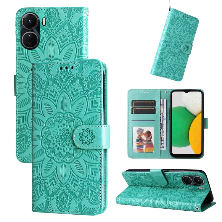 Embossed Sunflower Leather Phone Case, For vivo Y16 / Y02s, For vivo Y35 4G / Y22s / Y22