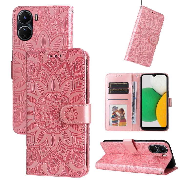 Embossed Sunflower Leather Phone Case, For vivo Y16 / Y02s, For vivo Y35 4G / Y22s / Y22