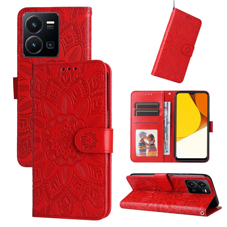 Embossed Sunflower Leather Phone Case, For vivo Y16 / Y02s, For vivo Y35 4G / Y22s / Y22