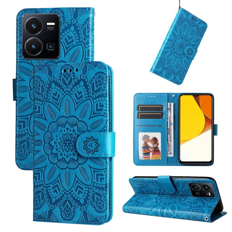 Embossed Sunflower Leather Phone Case, For vivo Y16 / Y02s, For vivo Y35 4G / Y22s / Y22