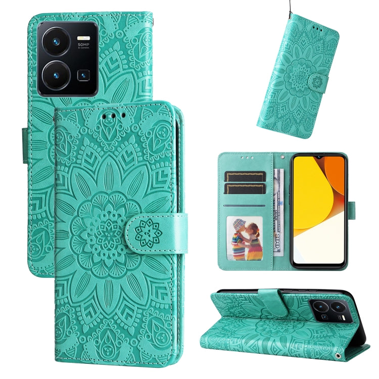 Embossed Sunflower Leather Phone Case, For vivo Y16 / Y02s, For vivo Y35 4G / Y22s / Y22