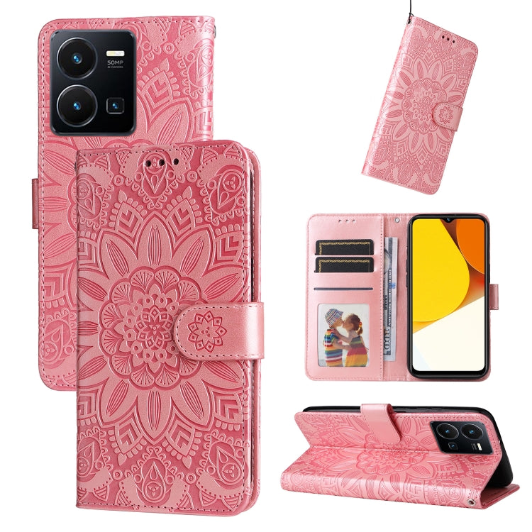 Embossed Sunflower Leather Phone Case, For vivo Y16 / Y02s, For vivo Y35 4G / Y22s / Y22