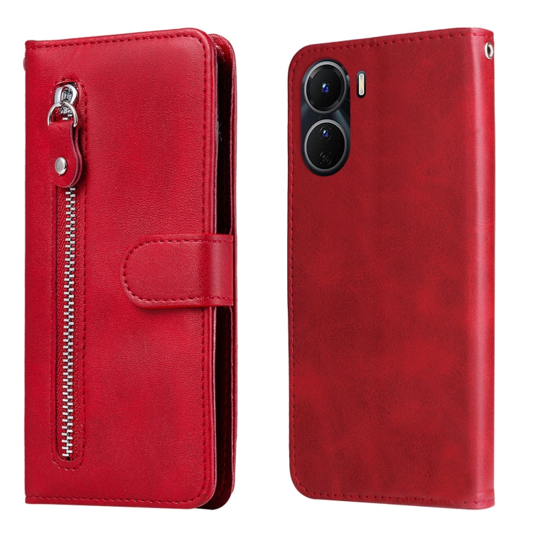 Calf Texture Zipper Leather Phone Case, For vivo Y16 / Y02s, For vivo Y35 4G / Y22s / Y22