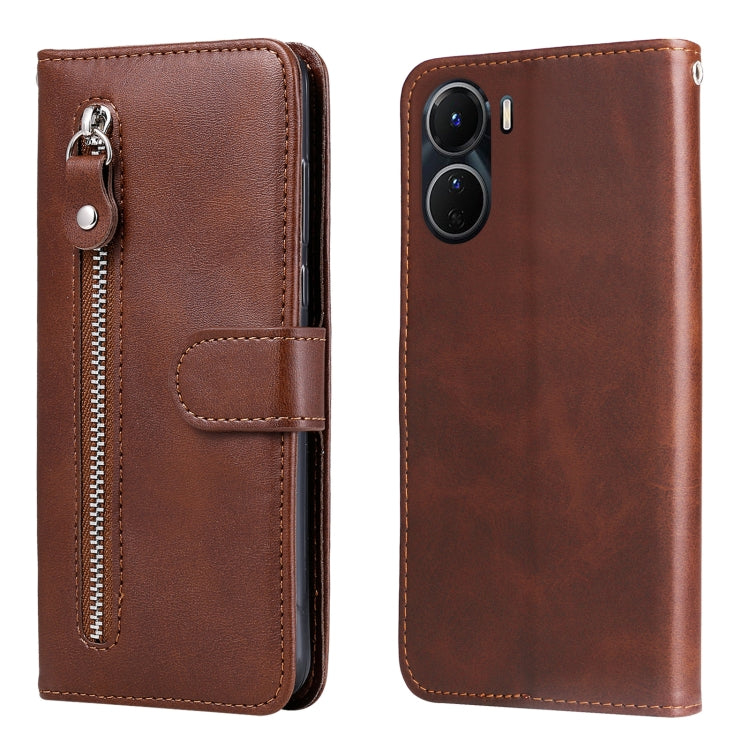 Calf Texture Zipper Leather Phone Case, For vivo Y16 / Y02s, For vivo Y35 4G / Y22s / Y22