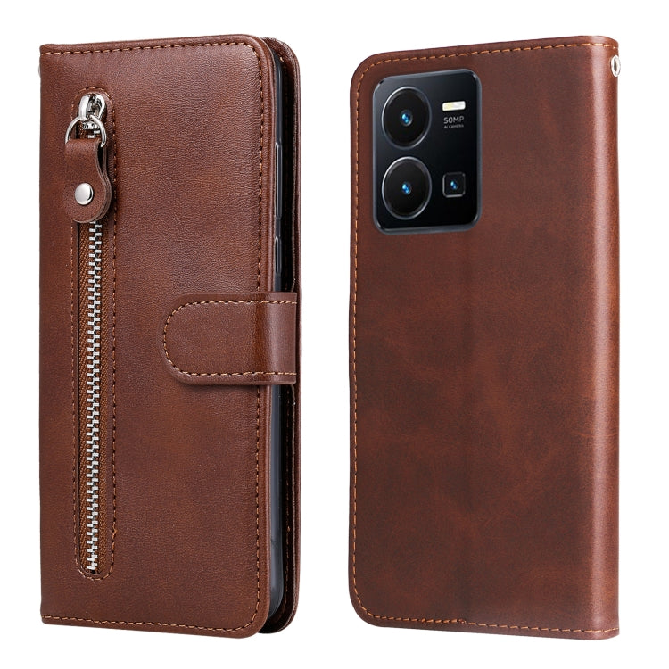 Calf Texture Zipper Leather Phone Case, For vivo Y16 / Y02s, For vivo Y35 4G / Y22s / Y22