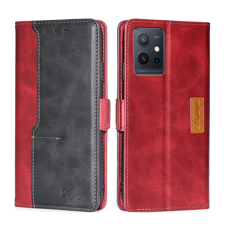 Contrast Color Side Buckle Leather Phone Case, For OPPO A57s 4G / A57e 4G, For OPPO K10 5G Global, For OnePlus Nord N20 SE 4G, For vivo Y52t