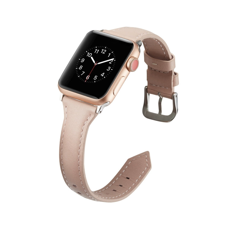 Thin Leather Replacement Wrist Strap Watchband, For Apple Watch 5/4 44mm & 3/2/1 42mm, For Apple Watch 5/4 40mm & 3/2/1 38mm