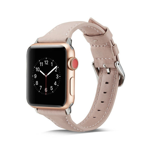 Thin Leather Replacement Wrist Strap Watchband, For Apple Watch 5/4 44mm & 3/2/1 42mm, For Apple Watch 5/4 40mm & 3/2/1 38mm