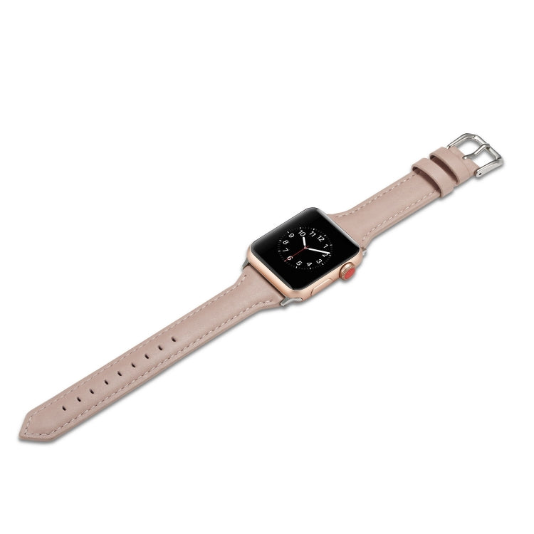 Thin Leather Replacement Wrist Strap Watchband, For Apple Watch 5/4 44mm & 3/2/1 42mm, For Apple Watch 5/4 40mm & 3/2/1 38mm