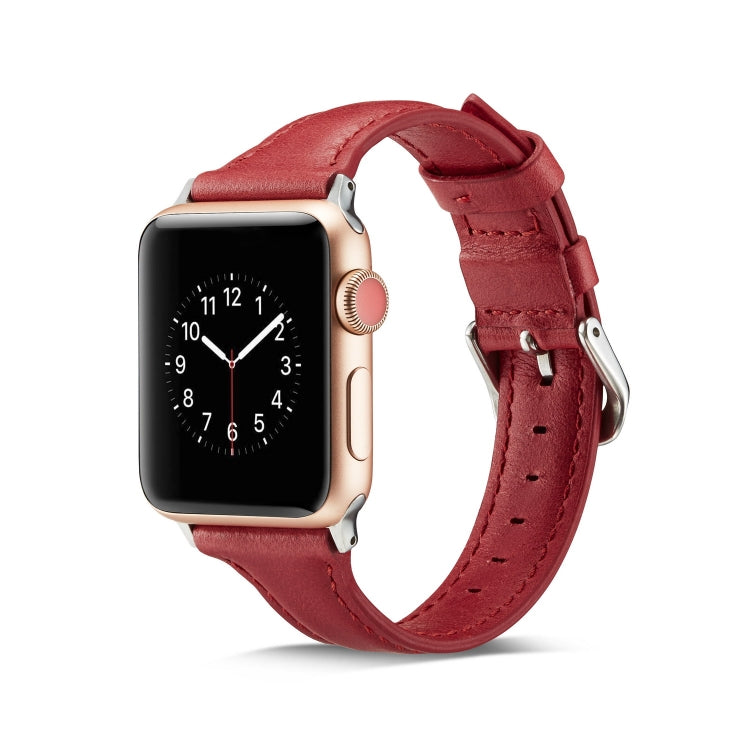 Thin Leather Replacement Wrist Strap Watchband, For Apple Watch 5/4 44mm &amp; 3/2/1 42mm, For Apple Watch 5/4 40mm &amp; 3/2/1 38mm