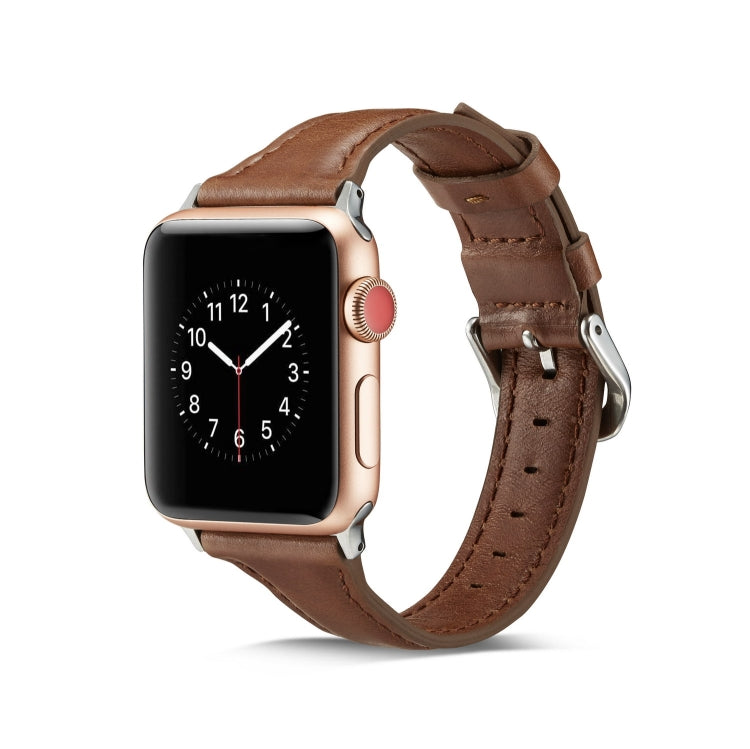 Thin Leather Replacement Wrist Strap Watchband, For Apple Watch 5/4 44mm &amp; 3/2/1 42mm, For Apple Watch 5/4 40mm &amp; 3/2/1 38mm