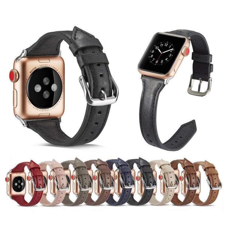 Thin Leather Replacement Wrist Strap Watchband, For Apple Watch 5/4 44mm &amp; 3/2/1 42mm, For Apple Watch 5/4 40mm &amp; 3/2/1 38mm