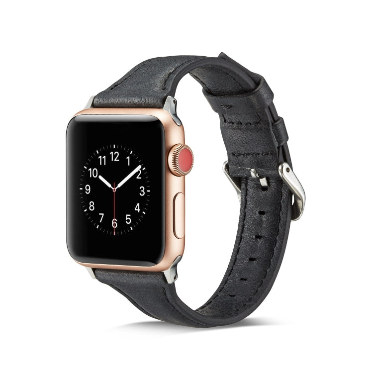 Thin Leather Replacement Wrist Strap Watchband, For Apple Watch 5/4 44mm &amp; 3/2/1 42mm, For Apple Watch 5/4 40mm &amp; 3/2/1 38mm