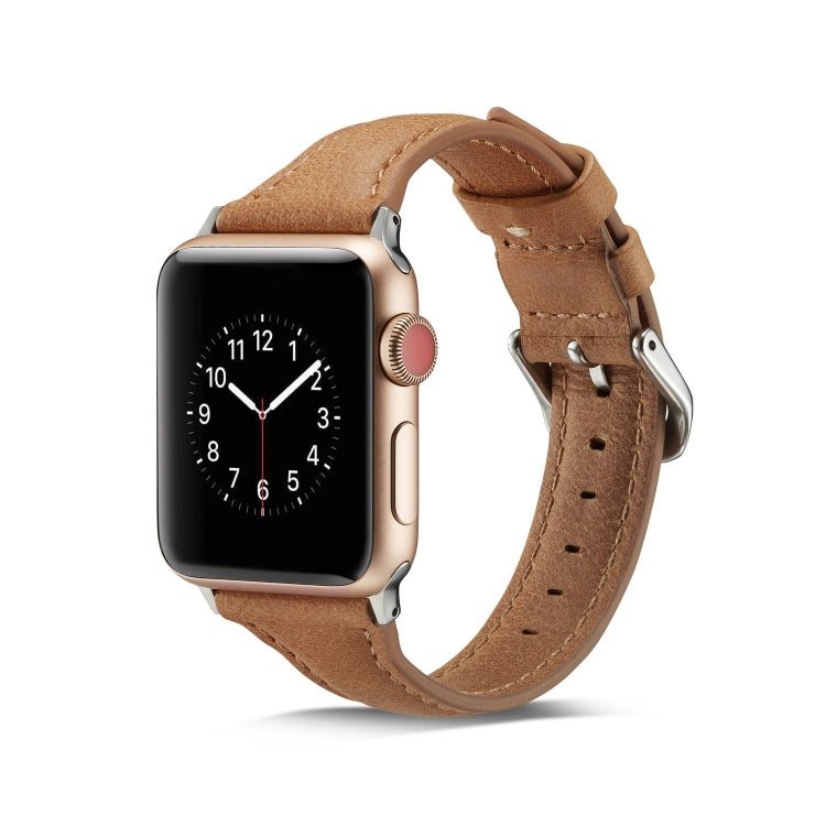Thin Leather Replacement Wrist Strap Watchband, For Apple Watch 5/4 44mm & 3/2/1 42mm, For Apple Watch 5/4 40mm & 3/2/1 38mm