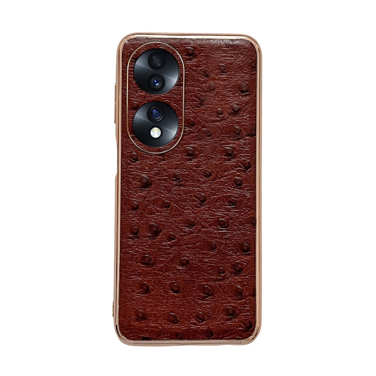 Genuine Leather Ostrich Texture Nano Plating Phone Case, For Honor 70, For Honor 70 Pro, For Huawei nova 10, For Huawei nova 10 Pro, For vivo S15 5G, For vivo S15 Pro 5G