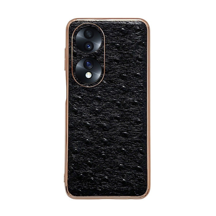 Genuine Leather Ostrich Texture Nano Plating Phone Case, For Honor 70, For Honor 70 Pro, For Huawei nova 10, For Huawei nova 10 Pro, For vivo S15 5G, For vivo S15 Pro 5G