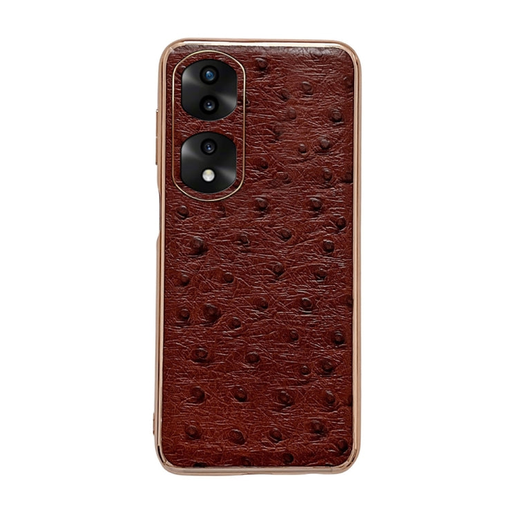 Genuine Leather Ostrich Texture Nano Plating Phone Case, For Honor 70, For Honor 70 Pro, For Huawei nova 10, For Huawei nova 10 Pro, For vivo S15 5G, For vivo S15 Pro 5G