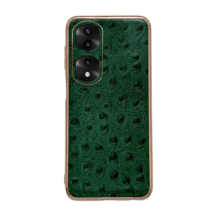 Genuine Leather Ostrich Texture Nano Plating Phone Case, For Honor 70, For Honor 70 Pro, For Huawei nova 10, For Huawei nova 10 Pro, For vivo S15 5G, For vivo S15 Pro 5G