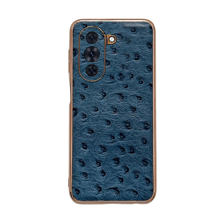 Genuine Leather Ostrich Texture Nano Plating Phone Case, For Honor 70, For Honor 70 Pro, For Huawei nova 10, For Huawei nova 10 Pro, For vivo S15 5G, For vivo S15 Pro 5G