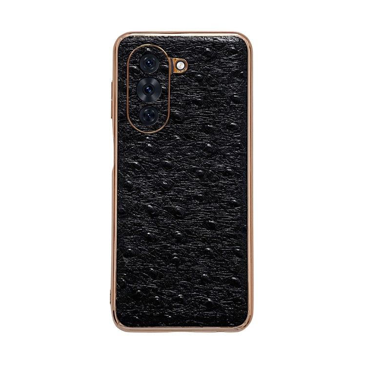 Genuine Leather Ostrich Texture Nano Plating Phone Case, For Honor 70, For Honor 70 Pro, For Huawei nova 10, For Huawei nova 10 Pro, For vivo S15 5G, For vivo S15 Pro 5G