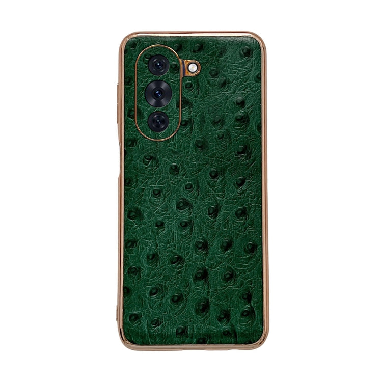 Genuine Leather Ostrich Texture Nano Plating Phone Case, For Honor 70, For Honor 70 Pro, For Huawei nova 10, For Huawei nova 10 Pro, For vivo S15 5G, For vivo S15 Pro 5G