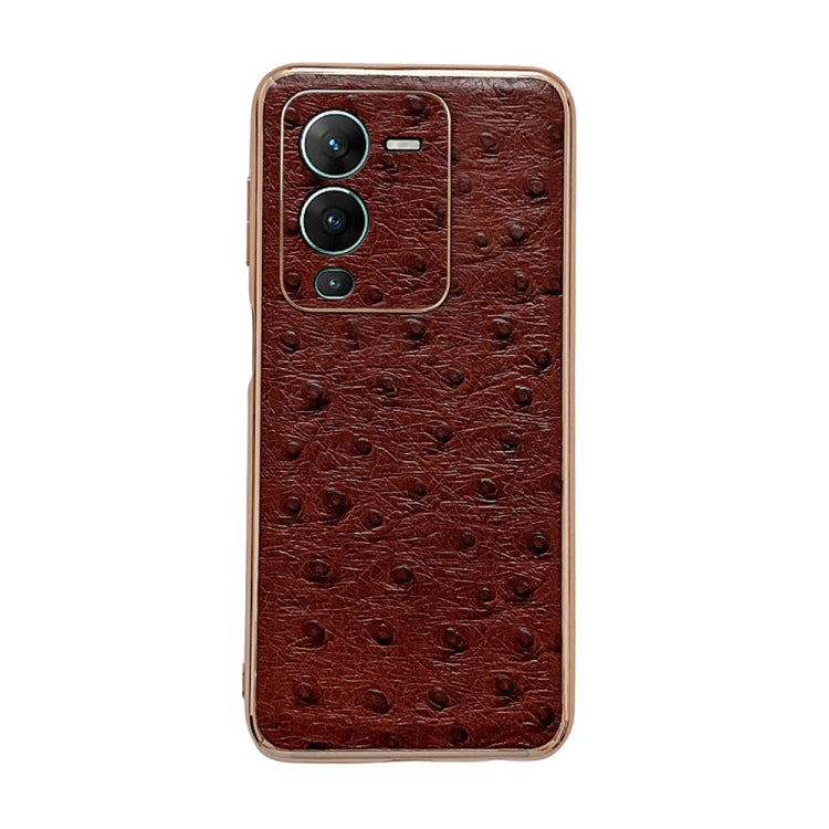 Genuine Leather Ostrich Texture Nano Plating Phone Case, For Honor 70, For Honor 70 Pro, For Huawei nova 10, For Huawei nova 10 Pro, For vivo S15 5G, For vivo S15 Pro 5G