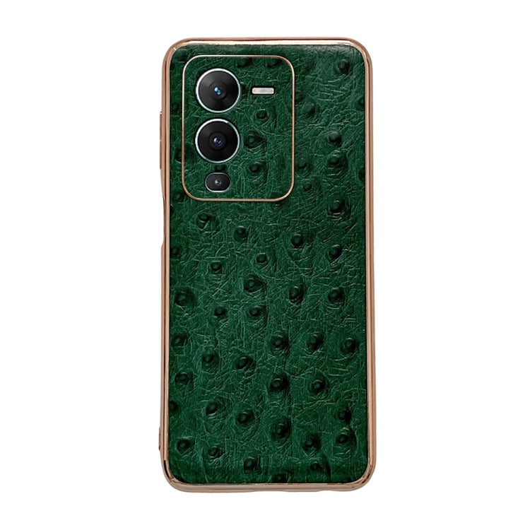 Genuine Leather Ostrich Texture Nano Plating Phone Case, For Honor 70, For Honor 70 Pro, For Huawei nova 10, For Huawei nova 10 Pro, For vivo S15 5G, For vivo S15 Pro 5G