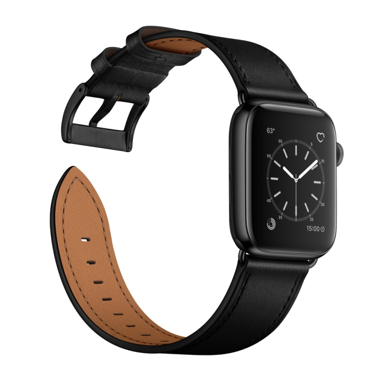 Classic Cowhide Genuine Leather Watch Band, For Apple Watch Ultra 49mm / Series 8&7 45mm / SE 2&6&SE&5&4 44mm / 3&2&1 42mm, For Apple Watch Series 8&7 41mm / SE 2&6&SE&5&4 40mm / 3&2&1 38mm