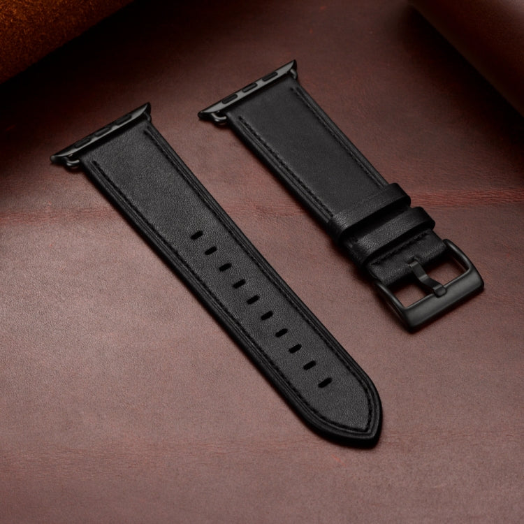 Classic Cowhide Genuine Leather Watch Band, For Apple Watch Ultra 49mm / Series 8&7 45mm / SE 2&6&SE&5&4 44mm / 3&2&1 42mm, For Apple Watch Series 8&7 41mm / SE 2&6&SE&5&4 40mm / 3&2&1 38mm