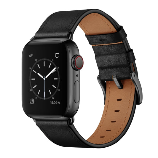 Classic Cowhide Genuine Leather Watch Band, For Apple Watch Ultra 49mm / Series 8&7 45mm / SE 2&6&SE&5&4 44mm / 3&2&1 42mm, For Apple Watch Series 8&7 41mm / SE 2&6&SE&5&4 40mm / 3&2&1 38mm