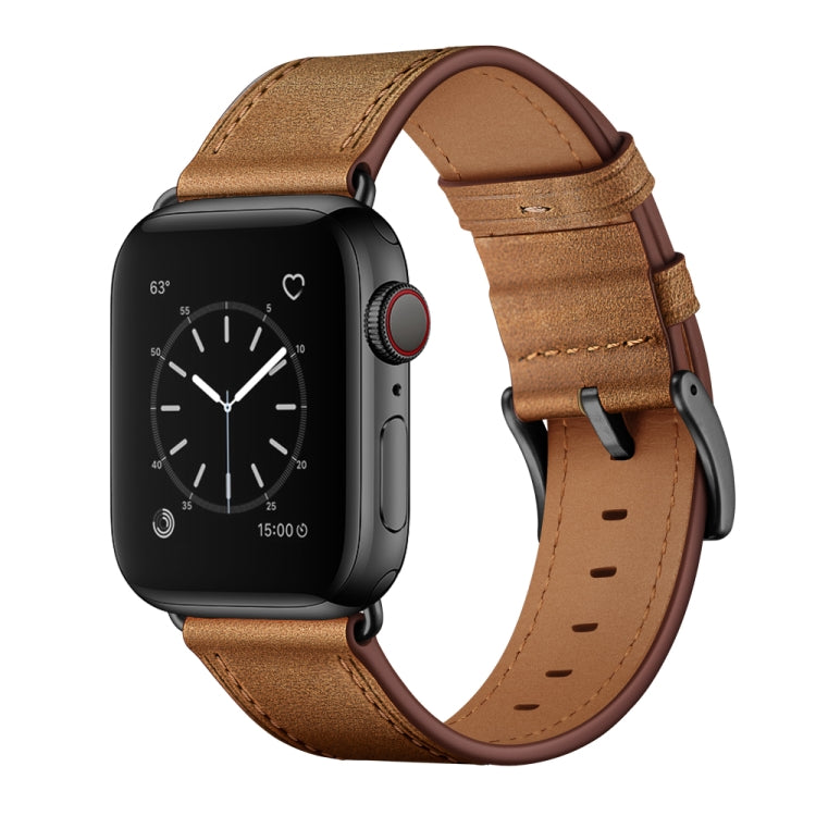 Classic Cowhide Genuine Leather Watch Band, For Apple Watch Ultra 49mm / Series 8&7 45mm / SE 2&6&SE&5&4 44mm / 3&2&1 42mm, For Apple Watch Series 8&7 41mm / SE 2&6&SE&5&4 40mm / 3&2&1 38mm