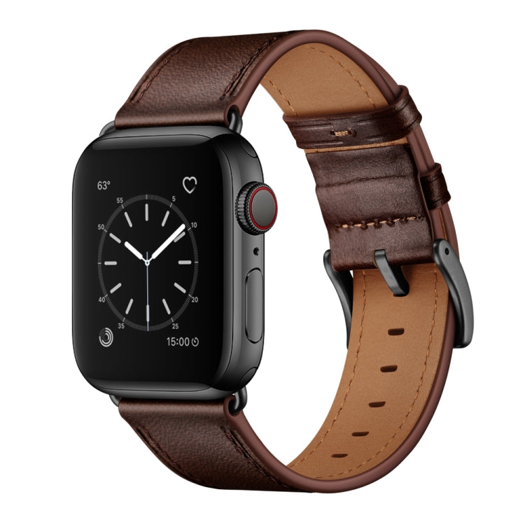 Classic Cowhide Genuine Leather Watch Band, For Apple Watch Ultra 49mm / Series 8&7 45mm / SE 2&6&SE&5&4 44mm / 3&2&1 42mm, For Apple Watch Series 8&7 41mm / SE 2&6&SE&5&4 40mm / 3&2&1 38mm