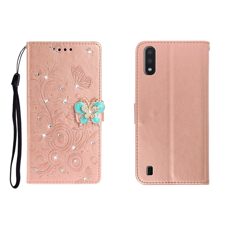 Horizontal Rhinestone Butterfly Embossed Leather Case with Card Slot &amp; Wallet &amp; Holder, For Galaxy A01, For OPPO A11, For Galaxy A21, For Galaxy A41, For Huawei P40, For Huawei P40 Pro