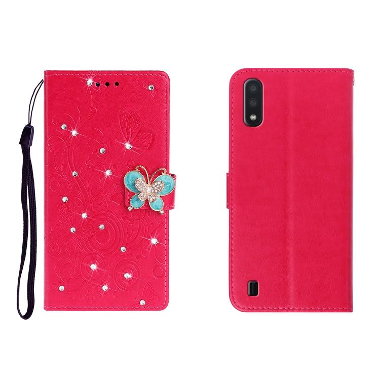 Horizontal Rhinestone Butterfly Embossed Leather Case with Card Slot &amp; Wallet &amp; Holder, For Galaxy A01, For OPPO A11, For Galaxy A21, For Galaxy A41, For Huawei P40, For Huawei P40 Pro