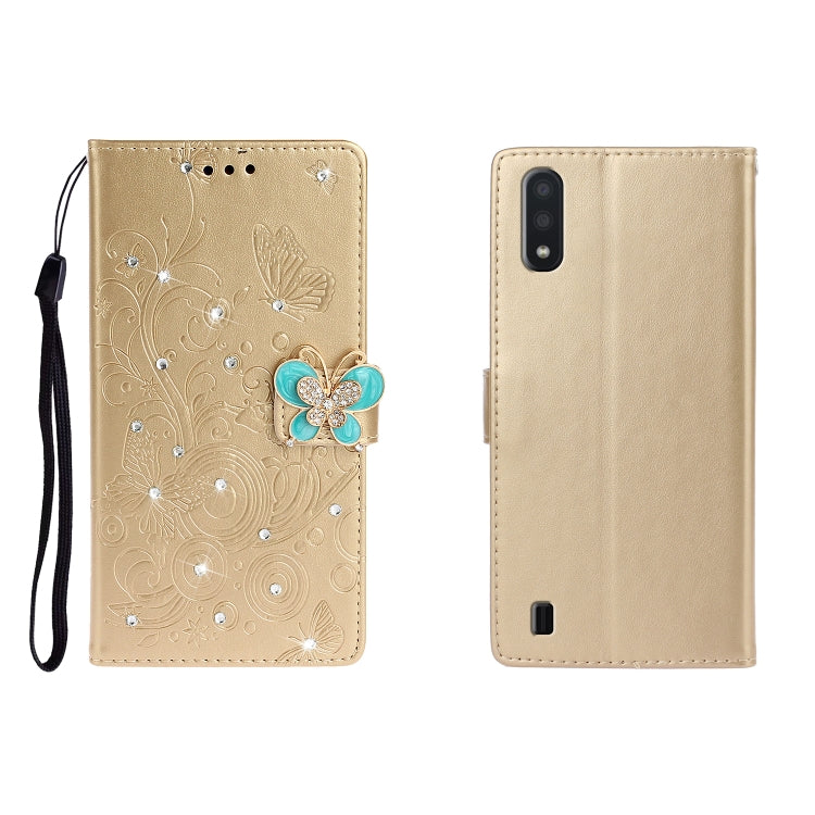 Horizontal Rhinestone Butterfly Embossed Leather Case with Card Slot &amp; Wallet &amp; Holder, For Galaxy A01, For OPPO A11, For Galaxy A21, For Galaxy A41, For Huawei P40, For Huawei P40 Pro