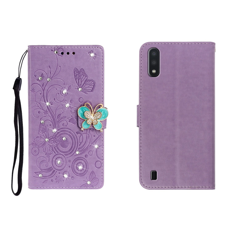 Horizontal Rhinestone Butterfly Embossed Leather Case with Card Slot &amp; Wallet &amp; Holder, For Galaxy A01, For OPPO A11, For Galaxy A21, For Galaxy A41, For Huawei P40, For Huawei P40 Pro