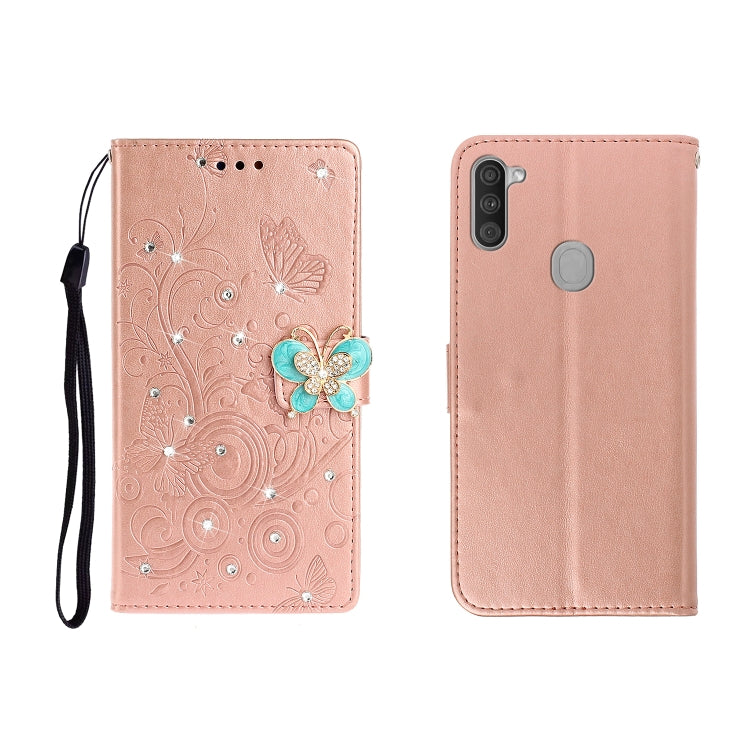 Horizontal Rhinestone Butterfly Embossed Leather Case with Card Slot &amp; Wallet &amp; Holder, For Galaxy A01, For OPPO A11, For Galaxy A21, For Galaxy A41, For Huawei P40, For Huawei P40 Pro