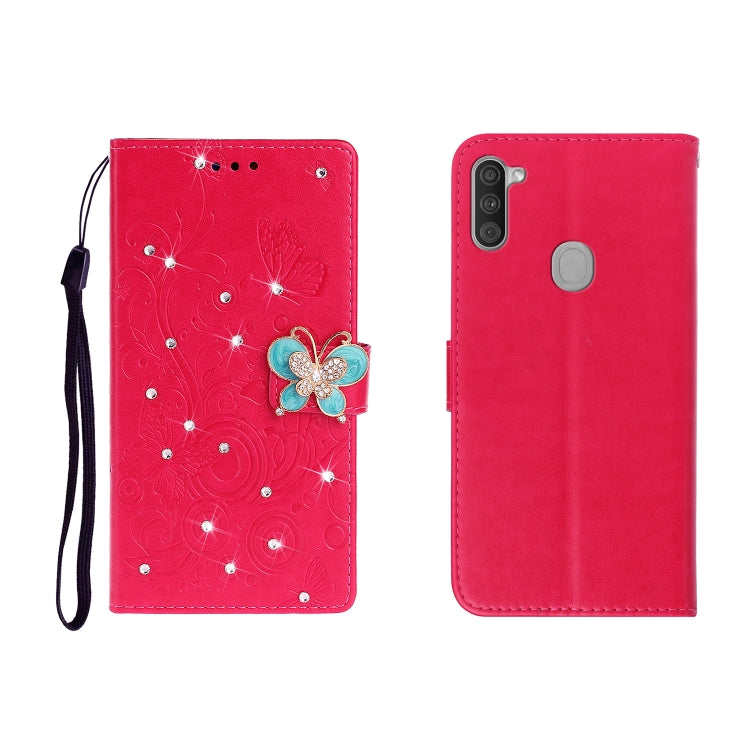 Horizontal Rhinestone Butterfly Embossed Leather Case with Card Slot &amp; Wallet &amp; Holder, For Galaxy A01, For OPPO A11, For Galaxy A21, For Galaxy A41, For Huawei P40, For Huawei P40 Pro