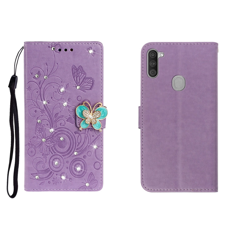 Horizontal Rhinestone Butterfly Embossed Leather Case with Card Slot &amp; Wallet &amp; Holder, For Galaxy A01, For OPPO A11, For Galaxy A21, For Galaxy A41, For Huawei P40, For Huawei P40 Pro