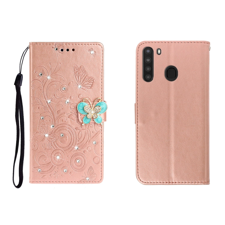 Horizontal Rhinestone Butterfly Embossed Leather Case with Card Slot &amp; Wallet &amp; Holder, For Galaxy A01, For OPPO A11, For Galaxy A21, For Galaxy A41, For Huawei P40, For Huawei P40 Pro