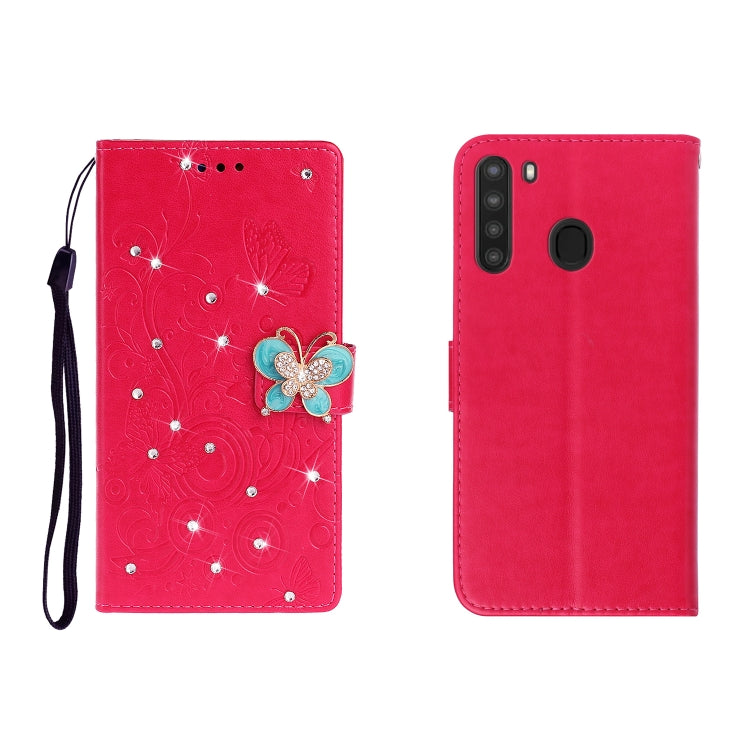 Horizontal Rhinestone Butterfly Embossed Leather Case with Card Slot &amp; Wallet &amp; Holder, For Galaxy A01, For OPPO A11, For Galaxy A21, For Galaxy A41, For Huawei P40, For Huawei P40 Pro