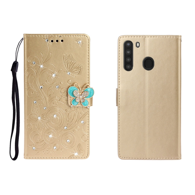 Horizontal Rhinestone Butterfly Embossed Leather Case with Card Slot &amp; Wallet &amp; Holder, For Galaxy A01, For OPPO A11, For Galaxy A21, For Galaxy A41, For Huawei P40, For Huawei P40 Pro