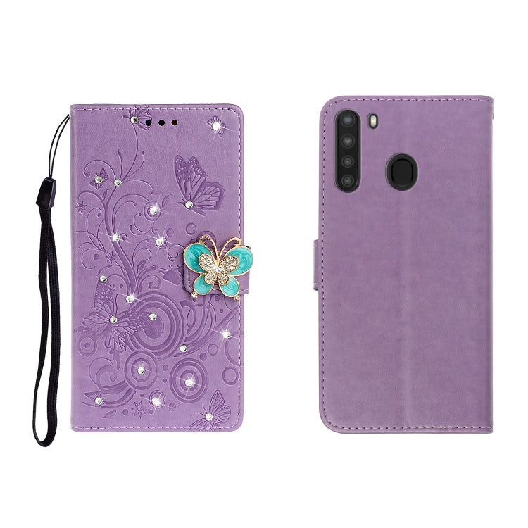 Horizontal Rhinestone Butterfly Embossed Leather Case with Card Slot &amp; Wallet &amp; Holder, For Galaxy A01, For OPPO A11, For Galaxy A21, For Galaxy A41, For Huawei P40, For Huawei P40 Pro
