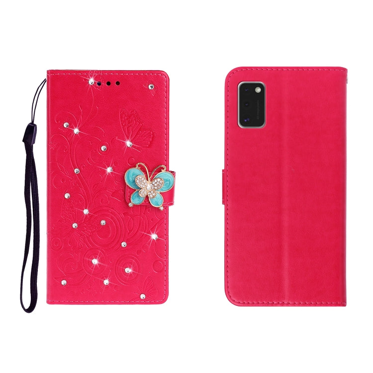 Horizontal Rhinestone Butterfly Embossed Leather Case with Card Slot &amp; Wallet &amp; Holder, For Galaxy A01, For OPPO A11, For Galaxy A21, For Galaxy A41, For Huawei P40, For Huawei P40 Pro