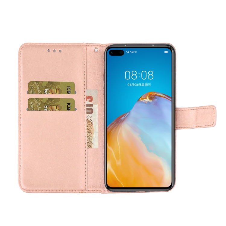 Horizontal Rhinestone Butterfly Embossed Leather Case with Card Slot & Wallet & Holder, For Huawei P40