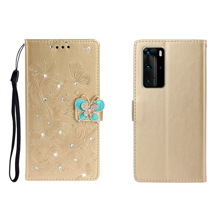 Horizontal Rhinestone Butterfly Embossed Leather Case with Card Slot & Wallet & Holder, For Galaxy A01, For OPPO A11, For Galaxy A21, For Galaxy A41, For Huawei P40, For Huawei P40 Pro