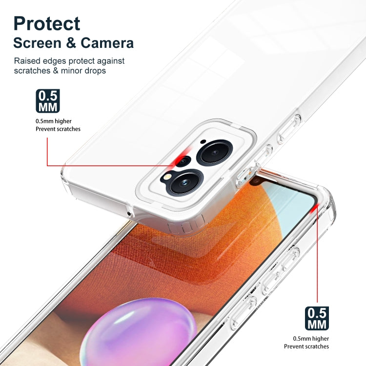 3 in 1 Clear TPU Color PC Frame Phone Case, For Realme 9i / OPPO A36 / A76 / A96 4G, For Realme C35, For OPPO Reno8 5G, For vivo Y16, For vivo Y21 / Y33S / Y21S / T1X 4G, For vivo Y35 4G 2022 Global / Y22 4G