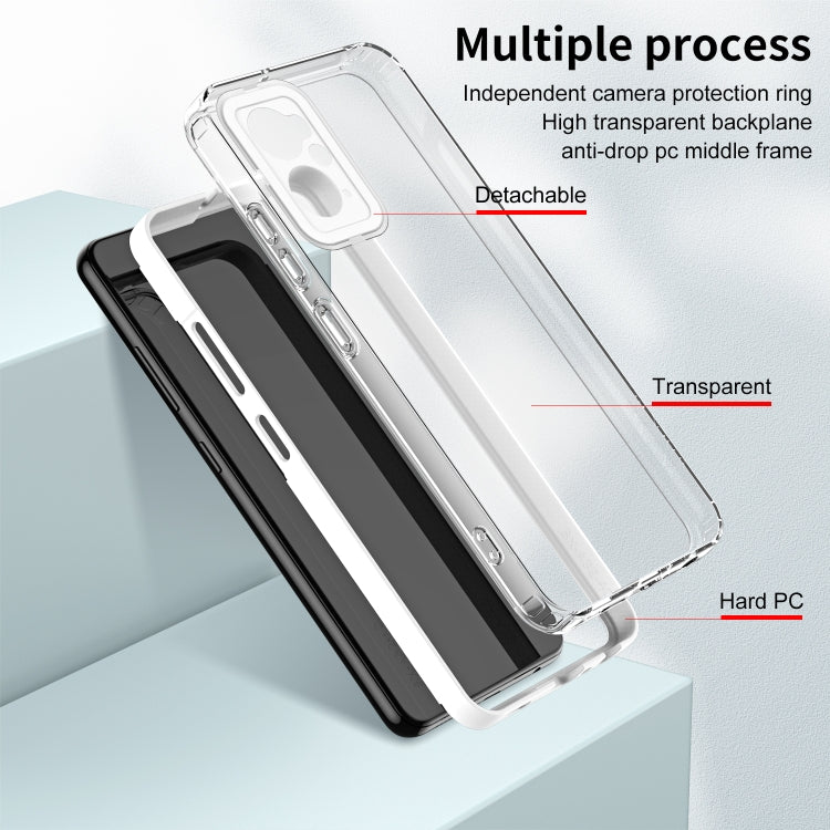 3 in 1 Clear TPU Color PC Frame Phone Case, For Realme 9i / OPPO A36 / A76 / A96 4G, For Realme C35, For OPPO Reno8 5G, For vivo Y16, For vivo Y21 / Y33S / Y21S / T1X 4G, For vivo Y35 4G 2022 Global / Y22 4G