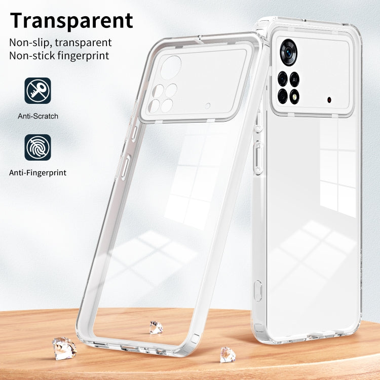 3 in 1 Clear TPU Color PC Frame Phone Case, For Xiaomi Poco X4 Pro 5G